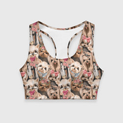 Топик спортивный женский Паттерн йорки, цвет: 3D-принт