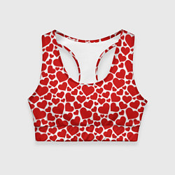 Топик спортивный женский Красные Сердечки LOVE, цвет: 3D-принт
