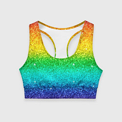 Топик спортивный женский Блестки радуга, цвет: 3D-принт