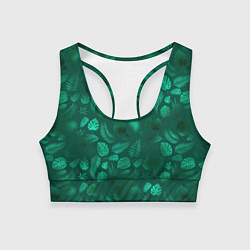 Топик спортивный женский Яркие зеленые листья, цвет: 3D-принт