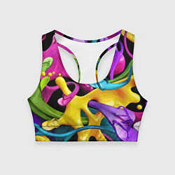 Топик спортивный женский Пляжный паттерн Summer, цвет: 3D-принт