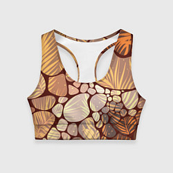 Топик спортивный женский Коричнево-бежевые пастельные камушки с яркими паль, цвет: 3D-принт
