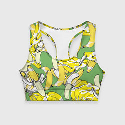 Топик спортивный женский Banana pattern Summer Food, цвет: 3D-принт