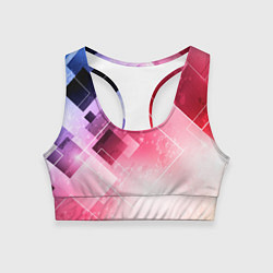 Топик спортивный женский Розово-голубая абстрактная геометрия, цвет: 3D-принт
