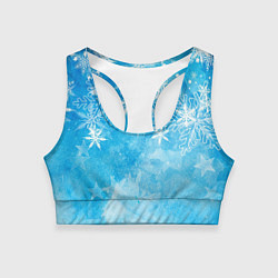 Топик спортивный женский Новогодние снежинки, цвет: 3D-принт