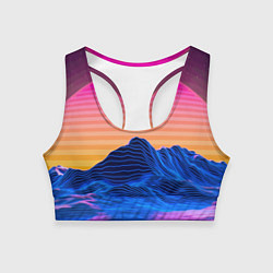 Топик спортивный женский Vaporwave Mountains Психоделика Неон, цвет: 3D-принт