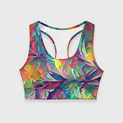 Топик спортивный женский Летний тропический принт, цвет: 3D-принт