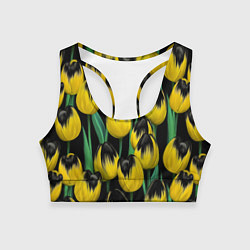 Топик спортивный женский Цветы Желтые Тюльпаны, цвет: 3D-принт