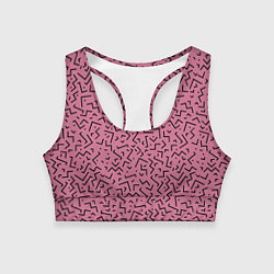 Топик спортивный женский Минималистический паттерн на розовом фоне, цвет: 3D-принт