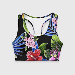 Топик спортивный женский Floral vanguard composition Летняя ночь Fashion tr, цвет: 3D-принт
