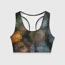 Женский спортивный топ Геометрический 3D узор в серых и коричневых тонах