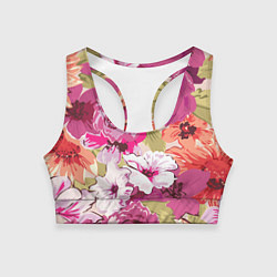 Топик спортивный женский Красочный цветочный паттерн Лето Fashion trend 202, цвет: 3D-принт
