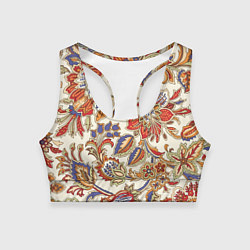 Топик спортивный женский Цветочный винтажный орнамент, цвет: 3D-принт