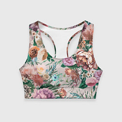 Топик спортивный женский Color floral pattern Expressionism Summer, цвет: 3D-принт