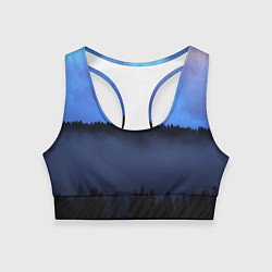 Топик спортивный женский Неоновое небо над лесом, цвет: 3D-принт