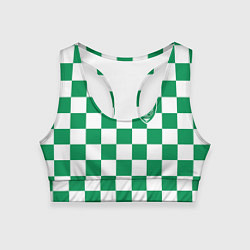 Топик спортивный женский ФК Ахмат на фоне бело зеленой формы в квадрат, цвет: 3D-принт