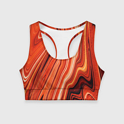 Топик спортивный женский Лавовая абстракция - Красный, цвет: 3D-принт