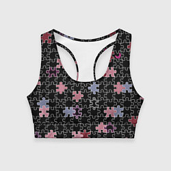 Топик спортивный женский Пазлы, винтаж, ретро, цвет: 3D-принт