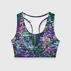 Топик спортивный женский Ночной город - glitch, цвет: 3D-принт