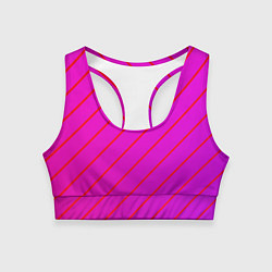 Топик спортивный женский Розовый и фиолетовые линии, цвет: 3D-принт