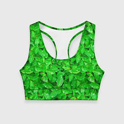 Топик спортивный женский Зелёные листья - текстура, цвет: 3D-принт