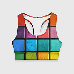 Топик спортивный женский Абстрактный набор красок-паттернов, цвет: 3D-принт