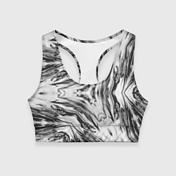 Топик спортивный женский Черно-белый абстрактный узор Трио, цвет: 3D-принт