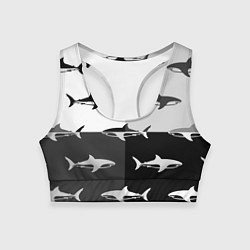 Топик спортивный женский Стая акул - pattern, цвет: 3D-принт