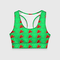 Топик спортивный женский Blooming red poppies, цвет: 3D-принт
