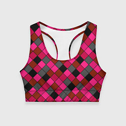 Топик спортивный женский Розово-красный геометрический узор, цвет: 3D-принт