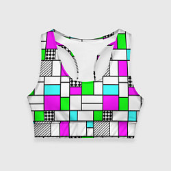 Топик спортивный женский Неоновый геометрический узор с черными линиями, цвет: 3D-принт