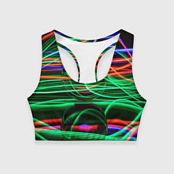 Топик спортивный женский Абстрактное множество цветных линий, цвет: 3D-принт