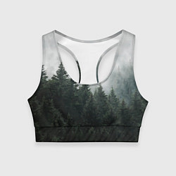 Топик спортивный женский Туманный хвойный лес, цвет: 3D-принт