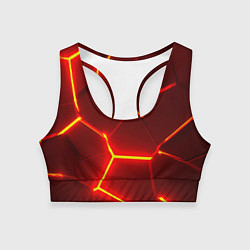 Топик спортивный женский Красные неоновые геометрические плиты, цвет: 3D-принт