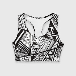 Топик спортивный женский Черно белый узор, цвет: 3D-принт