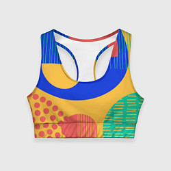 Топик спортивный женский Геометрические разноцветные фигуры, цвет: 3D-принт