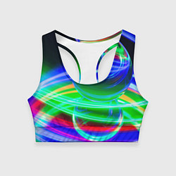 Топик спортивный женский Волнообразные абстрактные линии и шары, цвет: 3D-принт