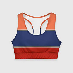 Топик спортивный женский Combined pattern striped orange red blue, цвет: 3D-принт