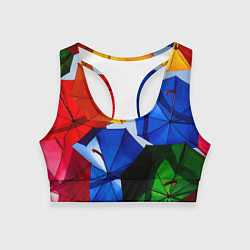 Топик спортивный женский Разноцветные зонтики, цвет: 3D-принт