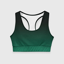 Женский спортивный топ Черный и бирюзово - зеленый, текстурированный под