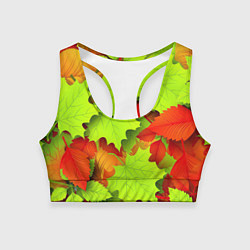 Топик спортивный женский Зелёные осенние листья, цвет: 3D-принт