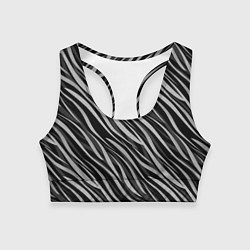 Топик спортивный женский Полосатый черно-серый узор Зебра, цвет: 3D-принт