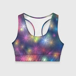 Топик спортивный женский Разноцветные неоновые блики, цвет: 3D-принт