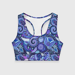 Топик спортивный женский Фиолетовые цветы узор, цвет: 3D-принт