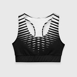 Топик спортивный женский Черно-белая симметричная сетка из треугольников, цвет: 3D-принт