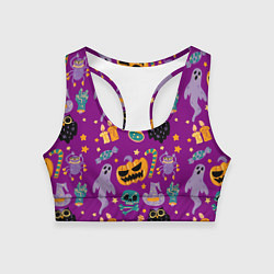 Топик спортивный женский Happy Halloween - holiday pattern, цвет: 3D-принт