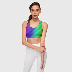 Топик спортивный женский Полосы всех цветов радуги, цвет: 3D-принт — фото 2