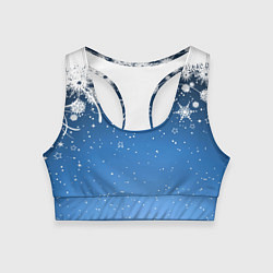 Топик спортивный женский Снежный узор на синем фоне, цвет: 3D-принт