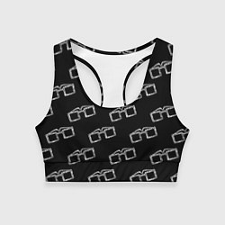 Топик спортивный женский Модные очки черно-белый узор, цвет: 3D-принт