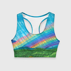 Топик спортивный женский Летний дождь радуга, цвет: 3D-принт
